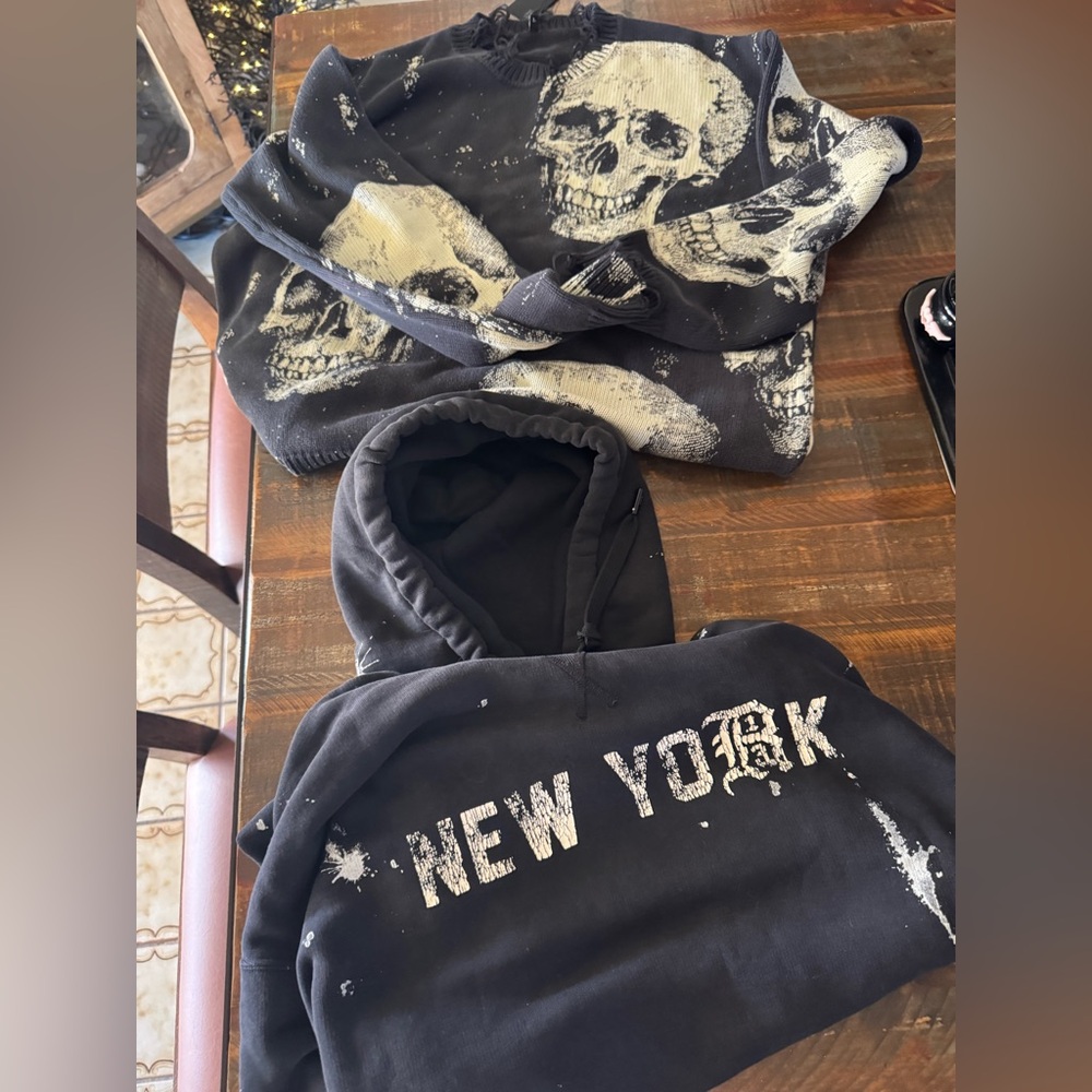 R13 Black Knit Sweater and R13 hoodie